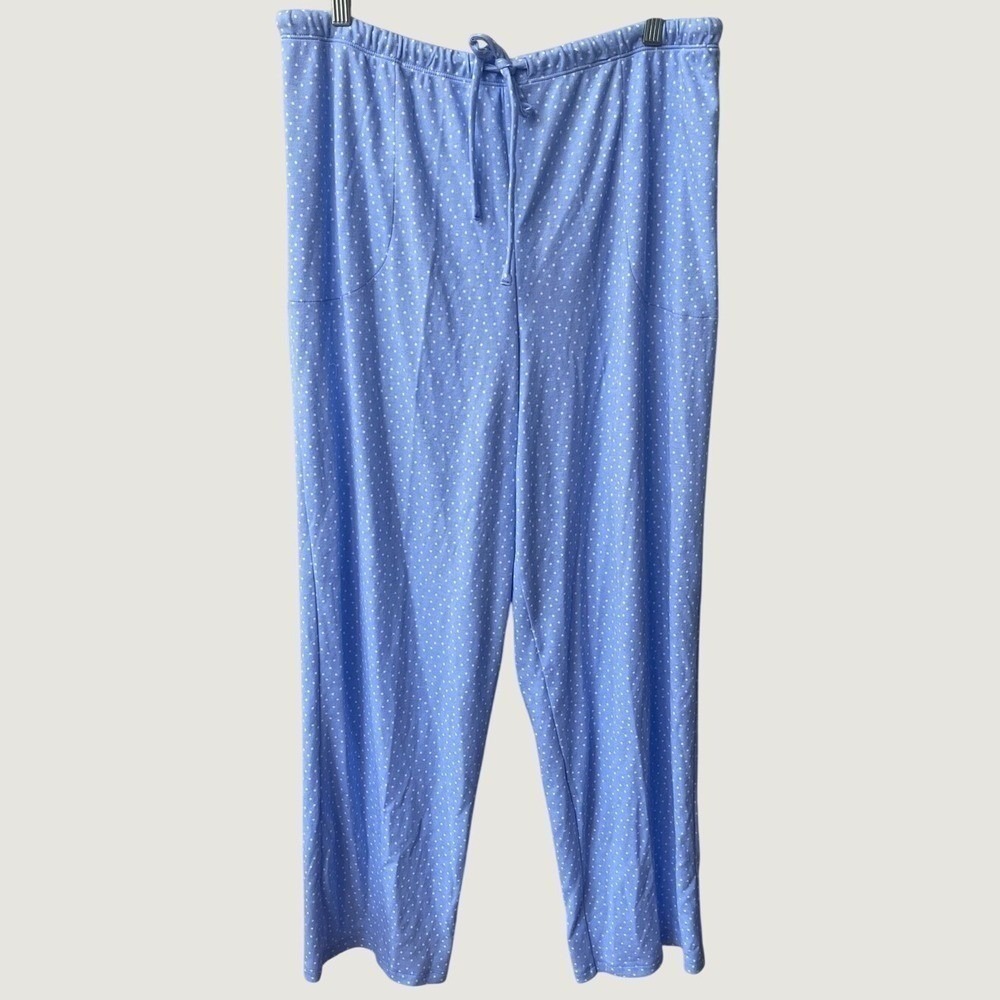 Eileen West Light Blue Polka Dot Pajama Lounge Pants Drawstring Womens Large